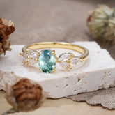 1 Carat Oval Cut Classic Moss Agate Nature Inspired Engagement Ring